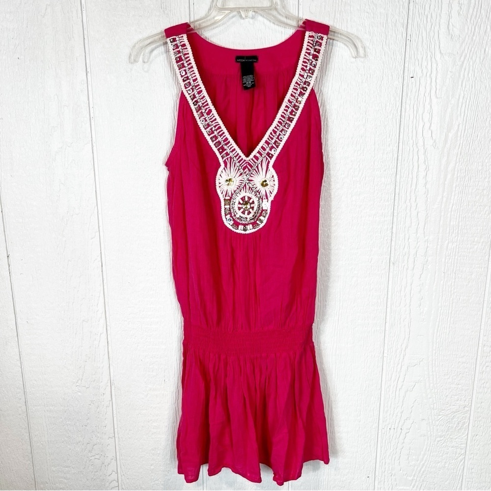 Moda International Women's Hot Pink Embellished Midi Dress